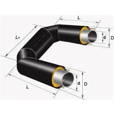 П-образный компенсатор ППУ ПЭ тип 1 09Г2С 45х3х37,5х1000 мм ГОСТ 8732-78