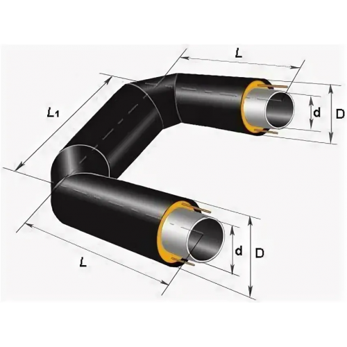 П-образный компенсатор ППУ ПЭ тип 1 Ст20 38х3,5х41х1000 мм ГОСТ 8732-78